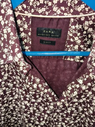 Camisa Zara Estampada Morada Talla M