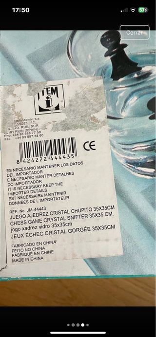 Juego Ajedrez Chupito Cristal 35x35cm