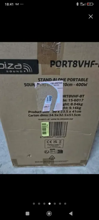 Altavoz Ibiza port 8vhf bt Portátil Negro con micr