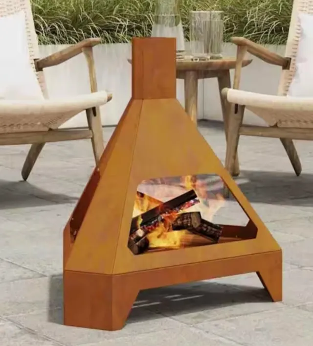 NUEVA Chimenea exterior acero marron envejecido