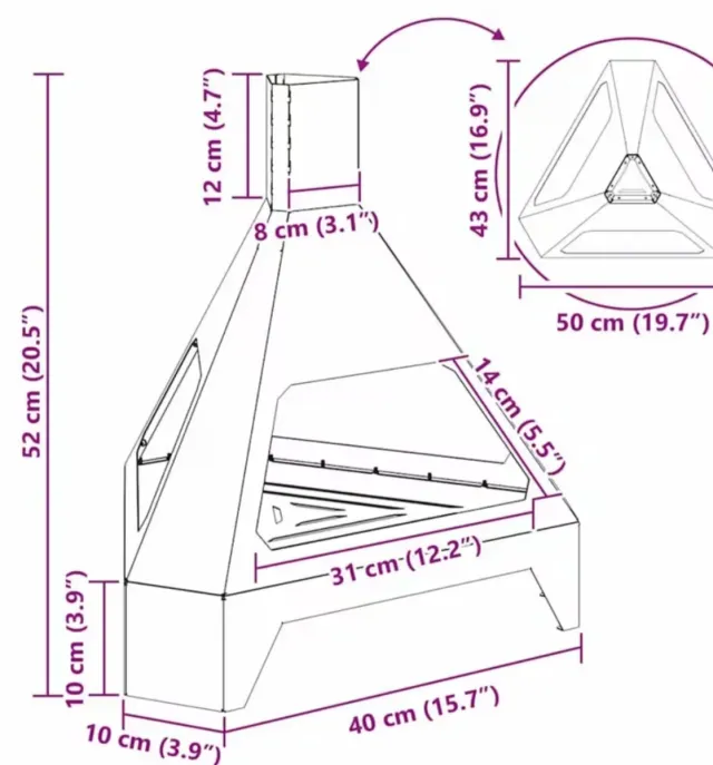 NUEVA Chimenea exterior acero marron envejecido