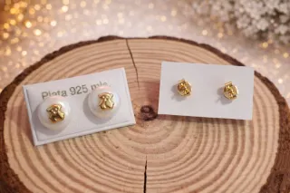 Pendientes Oso Perla Baño Oro Plata 925