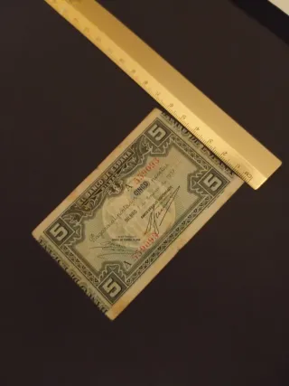 Billetes 5 y 100 pesetas 1937 Bilbao