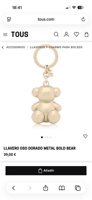 Llavero Tous Metal Bold Bear Dorado