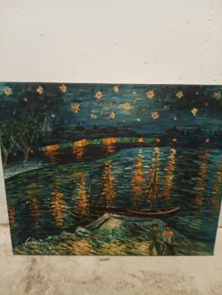 Cuadro al óleo paisaje marino, pintado a mano