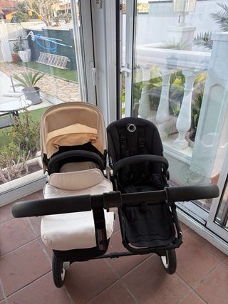 Carrito Gemelar Bugaboo Beige y Rosa