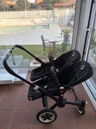 Carrito Gemelar Bugaboo Beige y Rosa