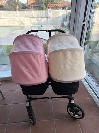 Carrito Gemelar Bugaboo Beige y Rosa