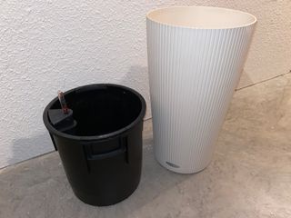 Maceta autorriego Lechuza Cilindro Color blanca 32