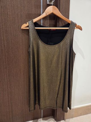 Camiseta fiesta tirantes dorada