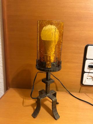 2 Lamparitas Mesa Noche Cristal Metal