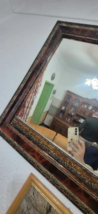 Espejo antiguo madera y cristal