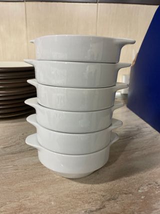 6 Cuencos de Porcelana Blancos