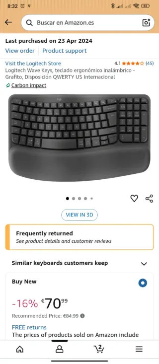 Teclado Ergonómico Inalámbrico (bluetooth) Logitec