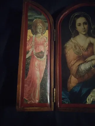Tríptico Virgen María con Ángeles