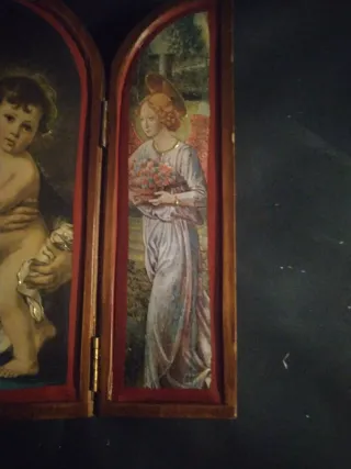 Tríptico Virgen María con Ángeles