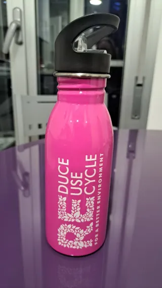 Botella Térmica Greenyway Rosa 500ml Tapones.Funda