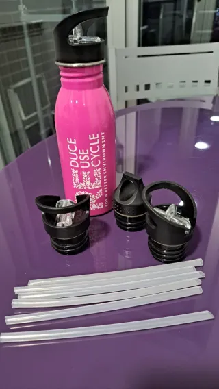 Botella Térmica Greenyway Rosa 500ml Tapones.Funda