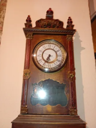 Reloj de Pared Antiguo Madera y Cristal