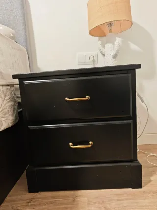 Mesilla de noche negra 2 cajones