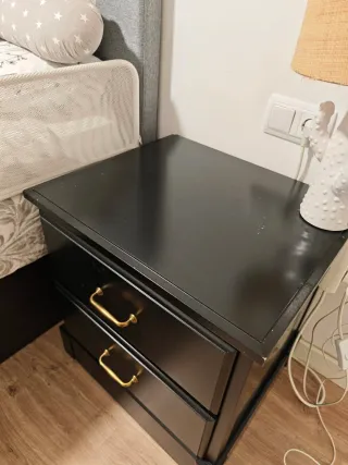 Mesilla de noche negra 2 cajones