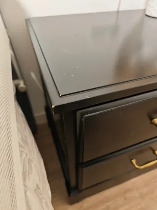 Mesilla de noche negra 2 cajones