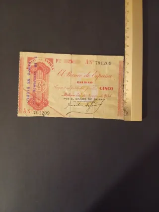 Billete 5 Pesetas 1936 Banco de España