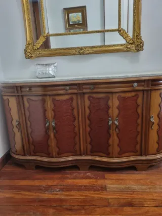 Mueble recibidor vintage madera y mármol