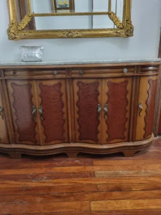 Mueble recibidor vintage madera y mármol