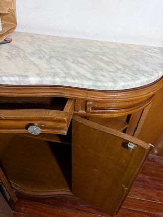 Mueble recibidor vintage madera y mármol