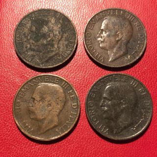 Quattro monete da 10 centesimi "Ape" del Regno