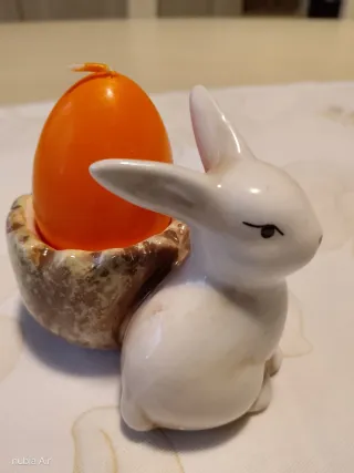 Soprammobile coniglio porta candela ceramica