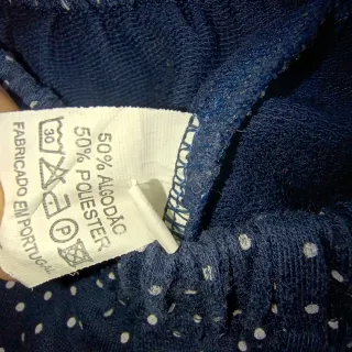 Calças menina 4 anos azul bolinhas