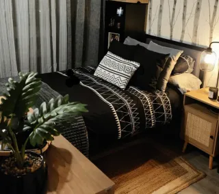 Estructura de cama y somier negro/gris