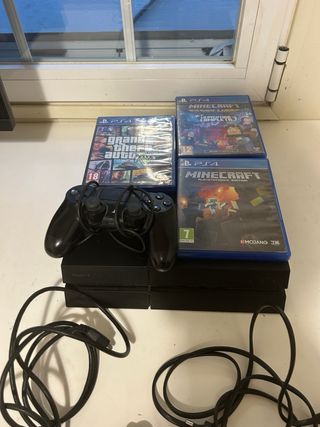 PS4 (PlayStation 4) Negra + Mando y 3 Juegos