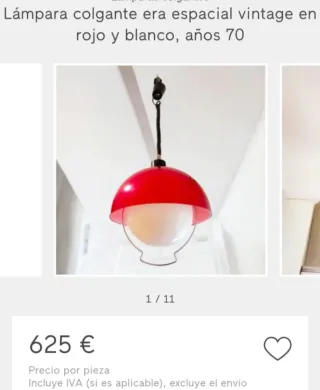 Lámpara Techo Retro Roja Transparente