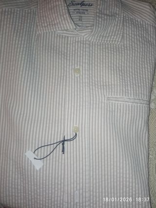 Camisa Scalpers Talla 40 Rayas Blancas y Grises