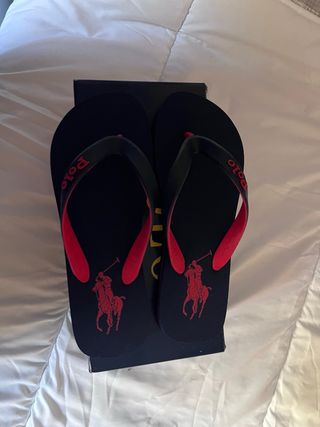 Chanclas Polo Ralph Lauren Talla 37 Negro/Rojo