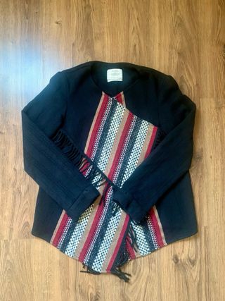 Cárdigan Print Bershka Fleco Negro