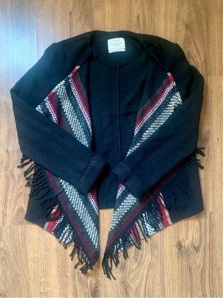 Cárdigan Print Bershka Fleco Negro