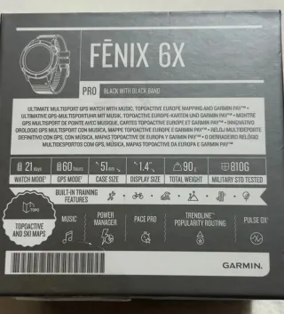 Reloj Garmin Fenix 6X Pro Negro Regalo 6 correas