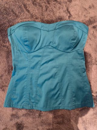 Top verde turquesa sin tirantes