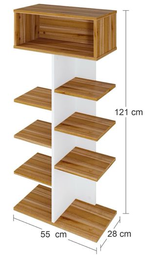 Estantería de madera y metal
