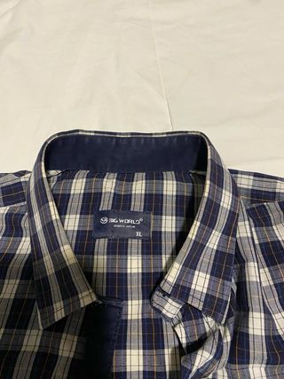 Camisa de cuadros azul y blanco