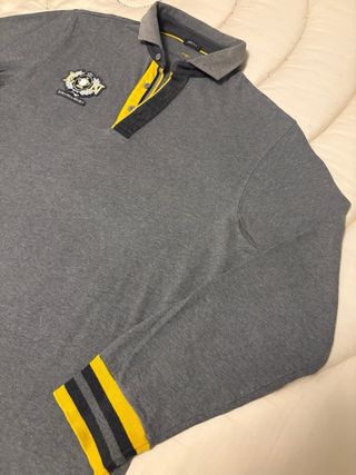 Polo manica lunga grigio e giallo