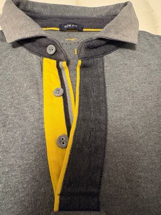 Polo manica lunga grigio e giallo