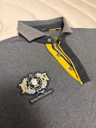 Polo manica lunga grigio e giallo