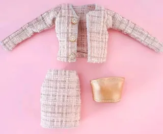 Conjunto Ropa Barbie Chaqueta y Falda beige dorado