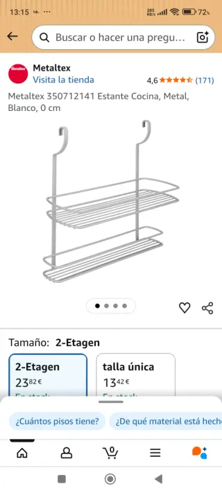 Barra con estantería metálica para colgar