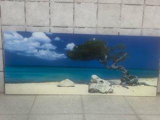 Cuadro mural playa árbol y rocas